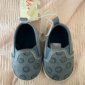 Baby Smiley Face Blue Slip-On Shoes
